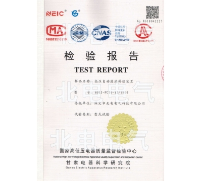 高压自动滤波补偿装置检验报告